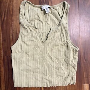 Topshop Ribbed Green Tank Top
